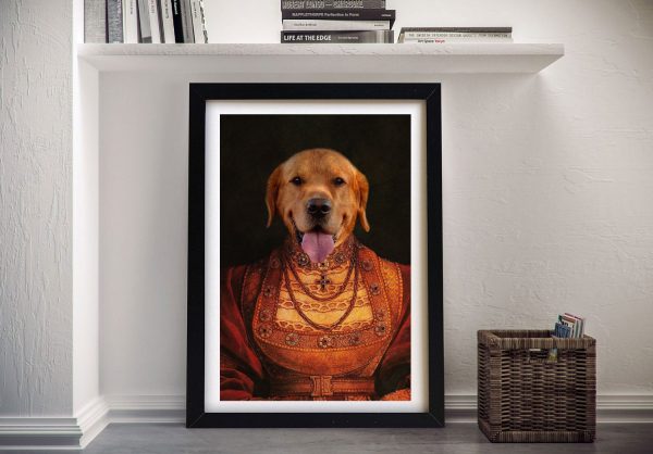 Lady Dawg pet portrait framed print, a stylish personalised gift for a pet owner