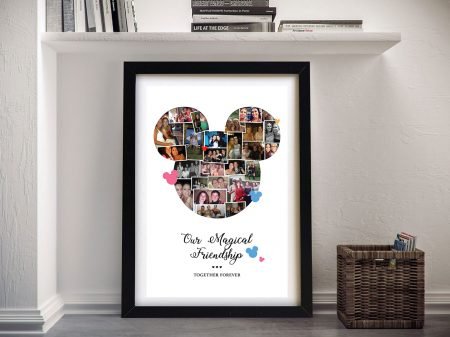 Mickey Mouse photo collage framed art, personal photos in the iconic outline