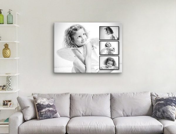 Classic photo collage canvas, favourite snapshots in a timeless balanced layout Classic photo collage canvas, favourite snapshots in a timeless balanced layout