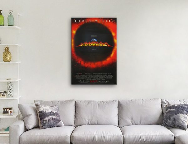 Armageddon film poster canvas, alternate blockbuster design, a striking gift for a media room Armageddon film poster canvas, alternate blockbuster design, a striking gift for a media room