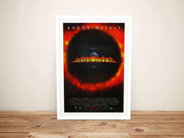 Armageddon framed film poster, dramatic blockbuster artwork, a striking gift for a media room Armageddon framed film poster, dramatic blockbuster artwork, a striking gift for a media room