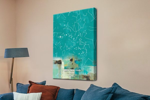 Personalised abstract star map canvas, custom night sky in modern style Personalised abstract star map canvas, custom night sky in modern style