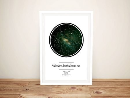 Two Hearts personalised star map wall art, a romantic keepsake gift for a bedroom Two Hearts personalised star map wall art, a romantic keepsake gift for a bedroom