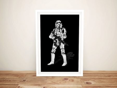 Star Wars typographic artwork in black with sharp white lettering Star Wars typographic artwork in black with sharp white lettering