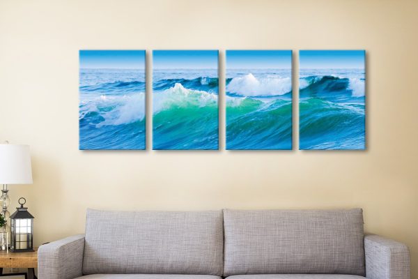 Azure Seas four panel seascape canvas set with rolling blue water Azure Seas four panel seascape canvas set with rolling blue water