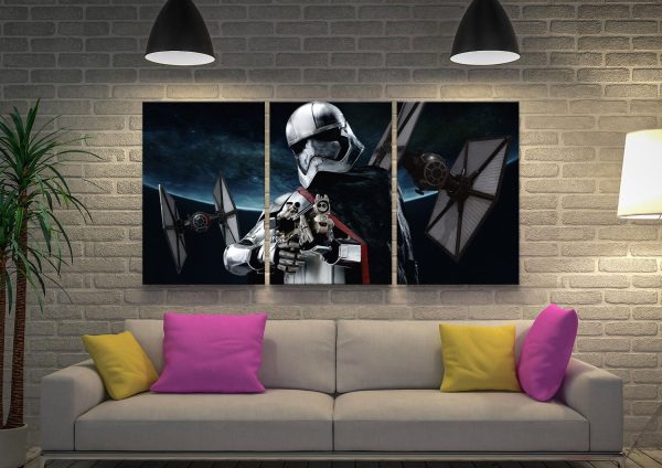 Captain Phasma three panel Star Wars canvas triptych with bold detail