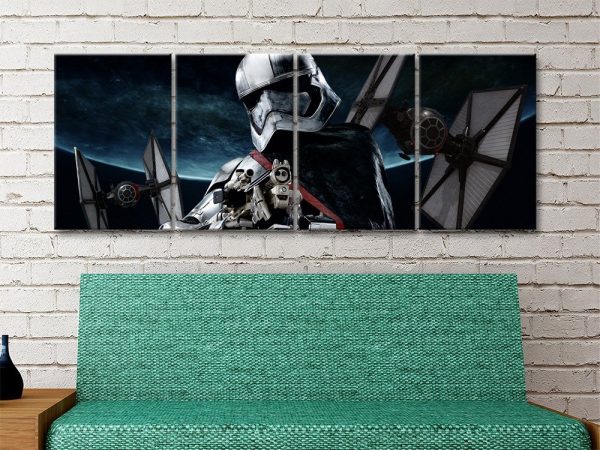 Captain Phasma four panel Star Wars split canvas art with chrome detail