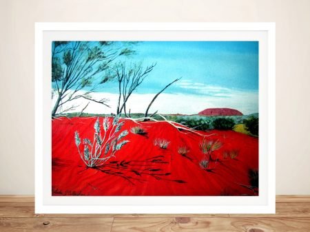 Uluru from a Distance framed canvas with warm outback tones