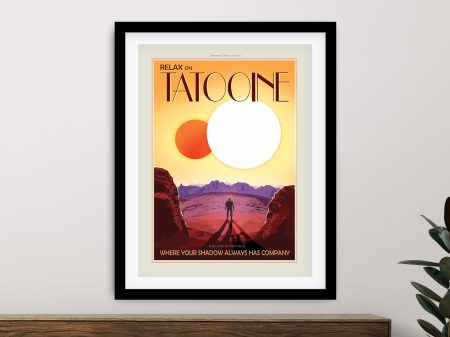 Tatooine travel poster print, vintage tourism style over desert planet Tatooine travel poster print, vintage tourism style over desert planet