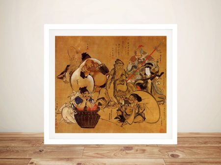 Seven Gods of Fortune by Hokusai framed art, a classic Japanese gift for a lounge Seven Gods of Fortune by Hokusai framed art, a classic Japanese gift for a lounge