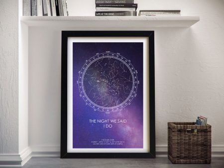 Purple star map framed canvas, a custom night-sky gift for a nursery Purple star map framed canvas, a custom night-sky gift for a nursery