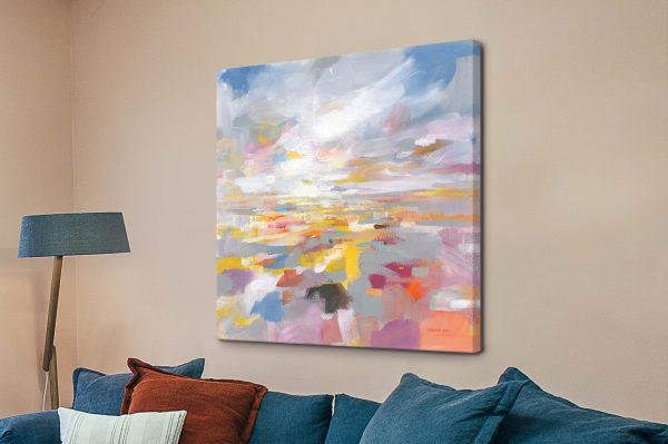 A Colourful Land canvas, a vivid abstract seascape gift for a bright hallway A Colourful Land canvas, a vivid abstract seascape gift for a bright hallway
