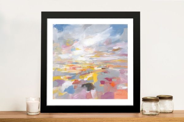 A Colourful Land framed seascape canvas, a vibrant gift for a lounge wall A Colourful Land framed seascape canvas, a vibrant gift for a lounge wall