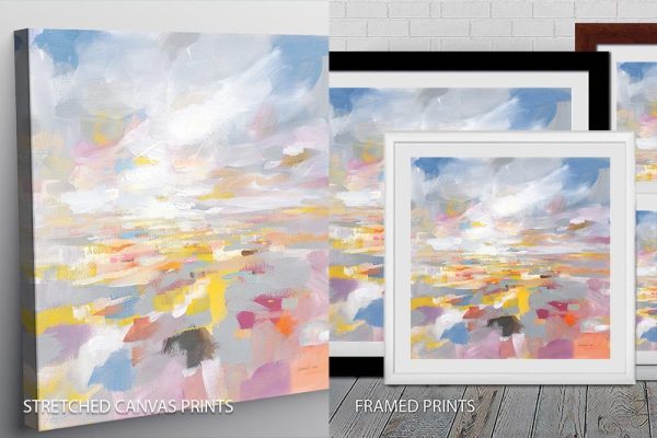 A Colourful Land abstract canvas, a bright coastal gift for a study wall A Colourful Land abstract canvas, a bright coastal gift for a study wall