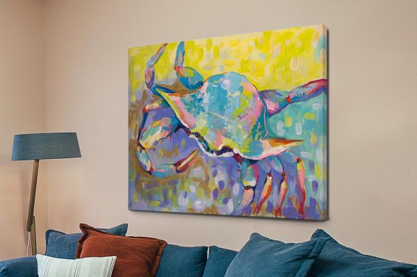Crabby Boy coastal abstract canvas, a playful gift for a nursery Crabby Boy coastal abstract canvas, a playful gift for a nursery