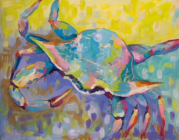 Crabby Boy canvas, a fun abstract crab gift for a bright coastal kitchen Crabby Boy canvas, a fun abstract crab gift for a bright coastal kitchen