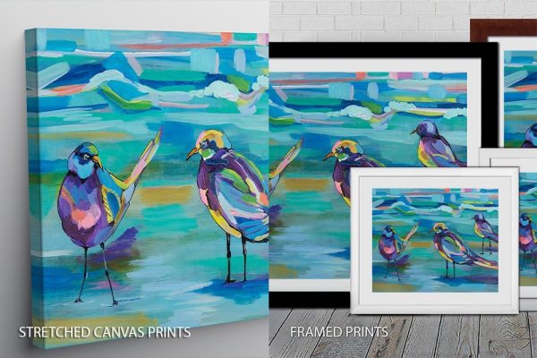 Indigo Gulls print, a bold coastal gift for a family room