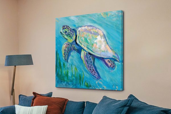 Sea Turtle Swim canvas, a serene ocean gift for a child's coastal bedroom Sea Turtle Swim canvas, a serene ocean gift for a child's coastal bedroom