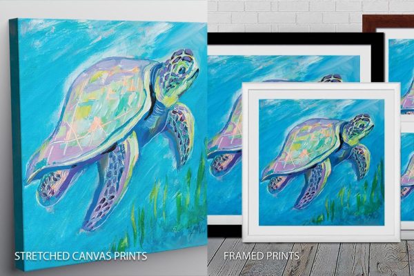 Sea Turtle Swim print, a peaceful ocean gift for a spare room Sea Turtle Swim print, a peaceful ocean gift for a spare room