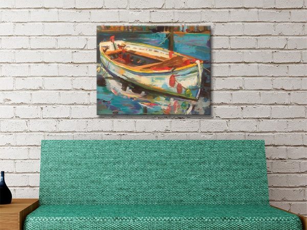 Solo Boat nautical canvas artwork, a lively gift for a family room