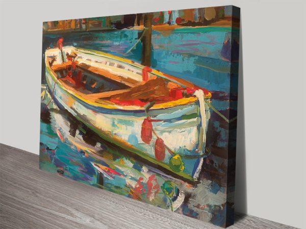 Solo Boat colourful nautical canvas, a cheerful gift for a kitchen