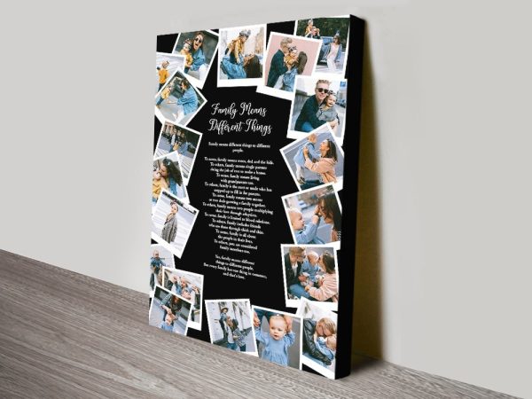 Bespoke photo collage canvas print, a sentimental gift for a hallway