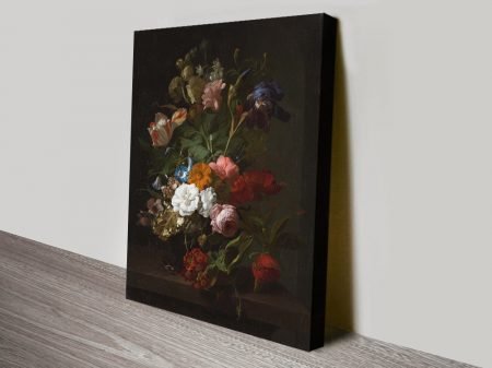 Rachel Ruysch Vase with Flowers framed print, intense piece in Gold, green, and muted Rachel Ruysch Vase with Flowers framed print, intense piece in Gold, green, and muted