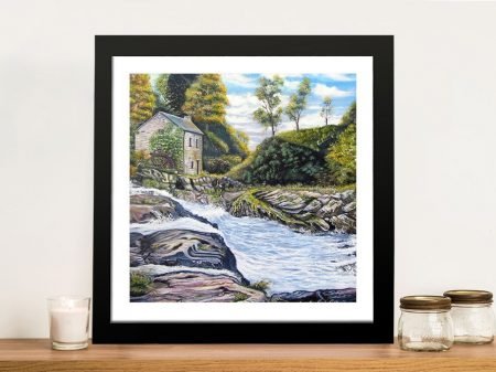 The Mill on the River framed landscape, a warm gift for a country study The Mill on the River framed landscape, a warm gift for a country study