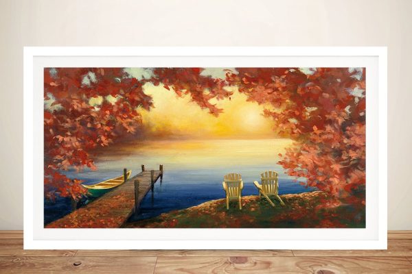 Autumn Glow panoramic art, a warm seasonal gift for a lounge