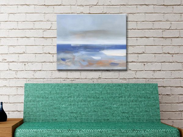 Calm Sea abstract canvas, a peaceful coastal gift for a study