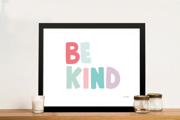 Be Kind framed print, a colourful encouraging kids gift for a nursery Be Kind framed print, a colourful encouraging kids gift for a nursery