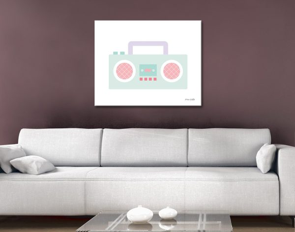 Boombox canvas, a fun retro kids gift for a playroom Boombox canvas, a fun retro kids gift for a playroom