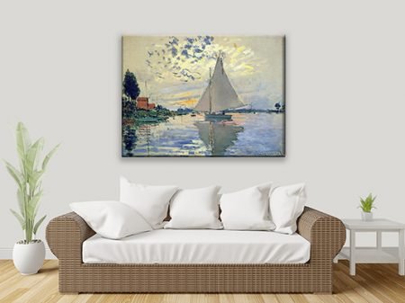 Sailboat at Le Petit-Gennevilliers canvas art, a calming coastal gift for a bedroom Sailboat at Le Petit-Gennevilliers canvas art, a calming coastal gift for a bedroom