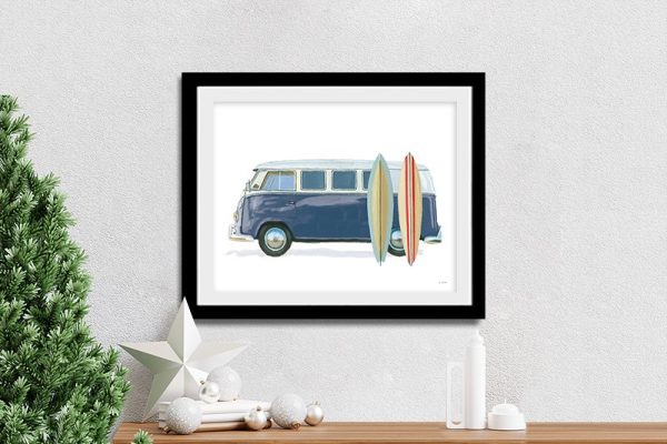 Beach Ride X framed print, a fun retro-surf gift for a beach house Beach Ride X framed print, a fun retro-surf gift for a beach house