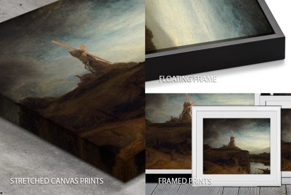 Rembrandt The Mill canvas print, dramatic Golden Age landscape with a windmill Rembrandt The Mill canvas print, dramatic Golden Age landscape with a windmill