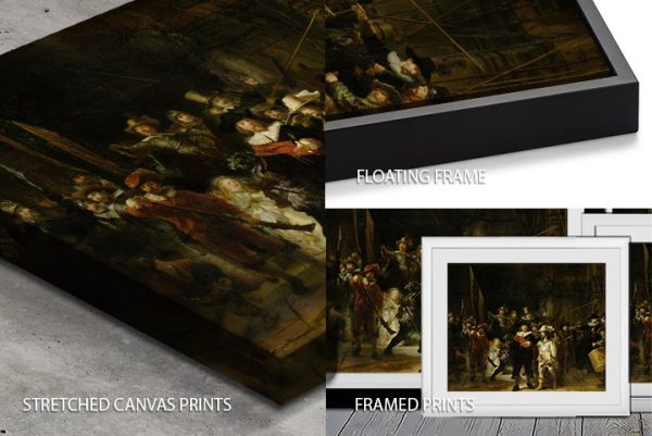 Rembrandt The Night Watch canvas print, dramatic Golden Age militia group scene Rembrandt The Night Watch canvas print, dramatic Golden Age militia group scene