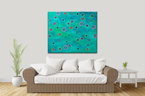 Teal abstract print, a cool modern gift for a study
