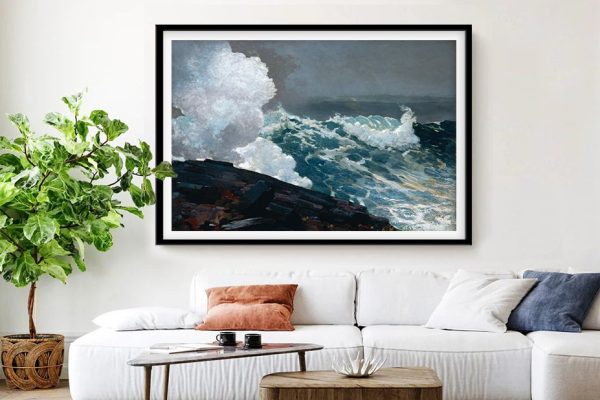 Northeaster by Winslow Homer framed, dramatic rocky coastal scene Northeaster by Winslow Homer framed, dramatic rocky coastal scene