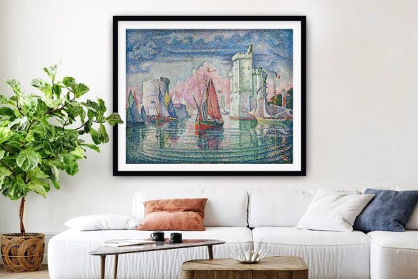 Signac Port of La Rochelle framed print, a coastal gift for a study Signac Port of La Rochelle framed print, a coastal gift for a study