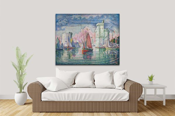 Signac Port of La Rochelle canvas art, a serene coastal gift for a lounge Signac Port of La Rochelle canvas art, a serene coastal gift for a lounge