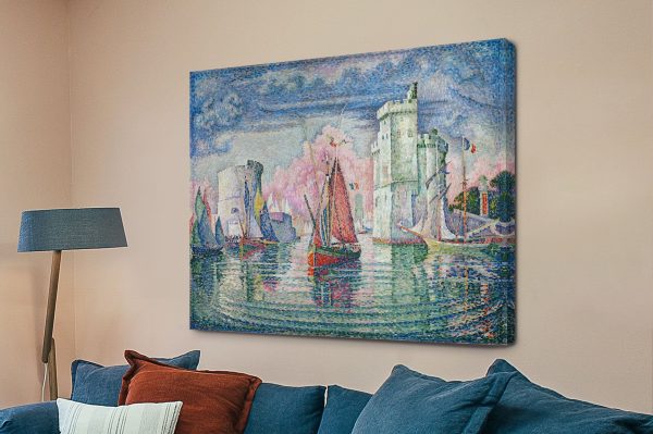 Signac Port of La Rochelle canvas print, a tranquil gift for a bedroom Signac Port of La Rochelle canvas print, a tranquil gift for a bedroom