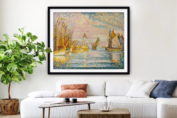 Signac Lighthouse at Groix framed print, a seaside gift for a bedroom Signac Lighthouse at Groix framed print, a seaside gift for a bedroom