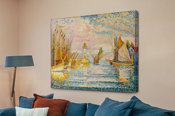 Signac Lighthouse at Groix canvas print, a coastal gift for a lounge Signac Lighthouse at Groix canvas print, a coastal gift for a lounge