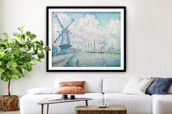 Signac Canal of Overschie framed print, a tranquil gift for a study Signac Canal of Overschie framed print, a tranquil gift for a study