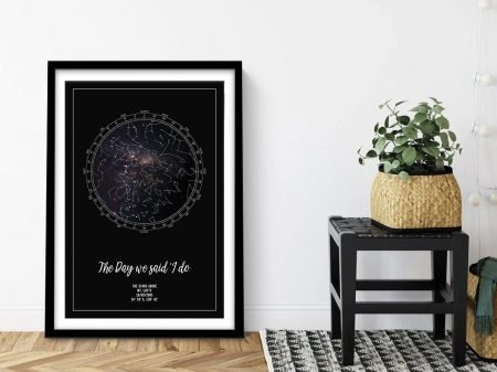 Written in the Stars star map framed print, a sentimental gift for a lounge