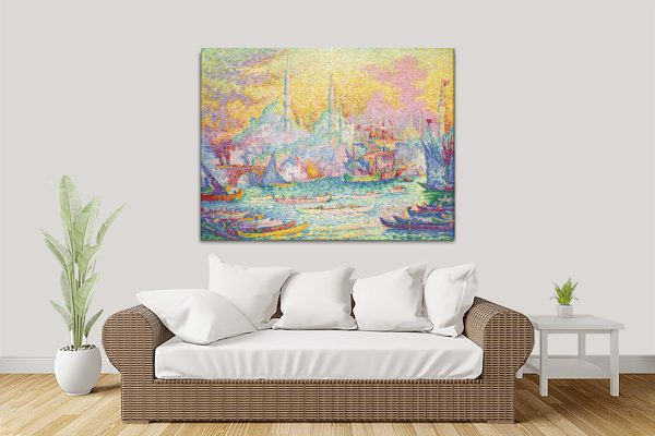 La Corne d'Or by Paul Signac canvas artwork, a vibrant coastal gift for a study La Corne d'Or by Paul Signac canvas artwork, a vibrant coastal gift for a study
