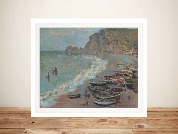 Beach at Etretat by Claude Monet canvas print, a calming coastal gift for a study Beach at Etretat by Claude Monet canvas print, a calming coastal gift for a study