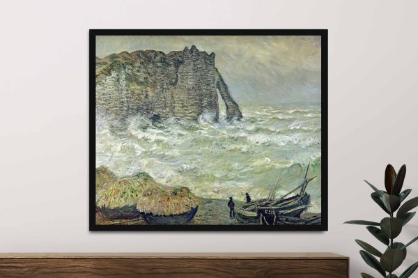 Rough Sea at Étretat by Monet, a coastal Impressionist gift for a study wall