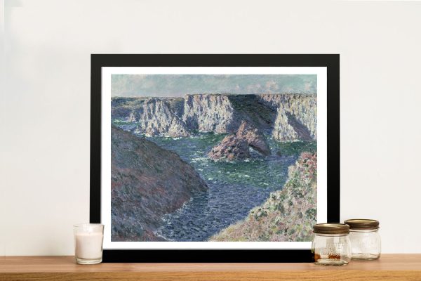Rocks at Belle Ile by Claude Monet canvas print, a dramatic gift for a den Rocks at Belle Ile by Claude Monet canvas print, a dramatic gift for a den