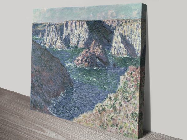 Rocks at Belle Ile by Claude Monet print, a rugged coastal gift for a lounge Rocks at Belle Ile by Claude Monet print, a rugged coastal gift for a lounge